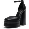 DREAM PAIRS Women’s High Chunky Platform Closed Toe Block Heels Square Toe Ankle Strap Dress Wedding Party Pumps Shoes Aurelia(Black)