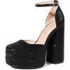DREAM PAIRS Women’s High Chunky Platform Closed Toe Block Heels Square Toe Ankle Strap Dress Wedding Party Pumps Shoes Aurelia(Black-rhinestone)