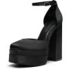 DREAM PAIRS Women’s High Chunky Platform Closed Toe Block Heels Square Toe Ankle Strap Dress Wedding Party Pumps Shoes Aurelia(Black-satin)