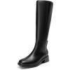 DREAM PAIRS Women’s Knee High Boots Square Toe Low Block Heel Casual Comfort Riding Long Boots with Side Zipper(Black)