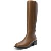 DREAM PAIRS Women’s Knee High Boots Square Toe Low Block Heel Casual Comfort Riding Long Boots with Side Zipper(Khaki)