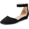 DREAM PAIRS Women’s Low Wedge Ankle Strap Dress Flats Shoes(Black-knit)