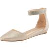 DREAM PAIRS Women’s Low Wedge Ankle Strap Dress Flats Shoes(Gold/Glitter)