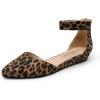 DREAM PAIRS Women’s Low Wedge Ankle Strap Dress Flats Shoes(Leopard-suede)