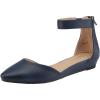 DREAM PAIRS Women’s Low Wedge Ankle Strap Dress Flats Shoes(Navy/Pu)