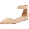 DREAM PAIRS Women’s Low Wedge Ankle Strap Dress Flats Shoes(Nude/Nubuck)