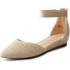 DREAM PAIRS Women’s Low Wedge Ankle Strap Dress Flats Shoes(Nude-knit)