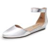 DREAM PAIRS Women’s Low Wedge Ankle Strap Dress Flats Shoes(Silver)