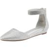 DREAM PAIRS Women’s Low Wedge Ankle Strap Dress Flats Shoes(Silver/Glitter)