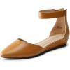 DREAM PAIRS Women’s Low Wedge Ankle Strap Dress Flats Shoes(Tan)