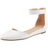 DREAM PAIRS Women’s Low Wedge Ankle Strap Dress Flats Shoes(White/Pu)