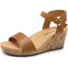 DREAM PAIRS Women’s Open Toe Buckle Ankle Strap Platform Wedge Sandals Women 2025(Camel/Pu)