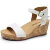 DREAM PAIRS Women’s Open Toe Buckle Ankle Strap Platform Wedge Sandals Women 2025(White/Pu)
