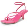 DREAM PAIRS Women’s kitten Low Strappy Lace Up Heels Open Square Toe Thong Ankle Strap Heels Sexy Fashion Comfort Dress Shoes Party Sylvestra Pumps Heeled Sandals(Hot Pink-pu)