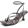 DREAM PAIRS Women’s kitten Low Strappy Lace Up Heels Open Square Toe Thong Ankle Strap Heels Sexy Fashion Comfort Dress Shoes Party Sylvestra Pumps Heeled Sandals(Leopard)