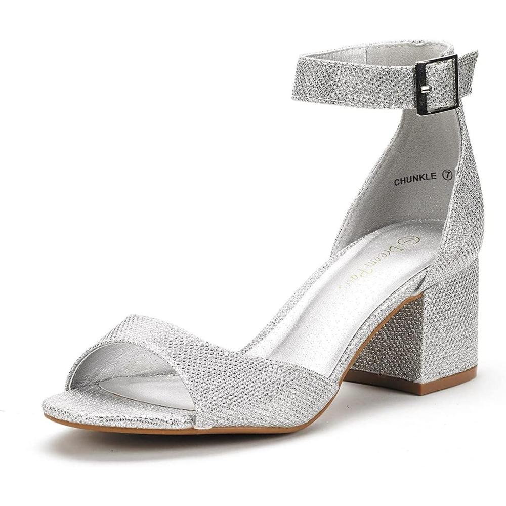 imageDREAM PAIRS Womens Chunkle PumpSilver Glitter