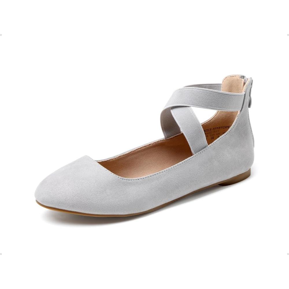 imageDREAM PAIRS Womens Comfortable Fashion Elastic Ankle Straps Flats ShoesGrey