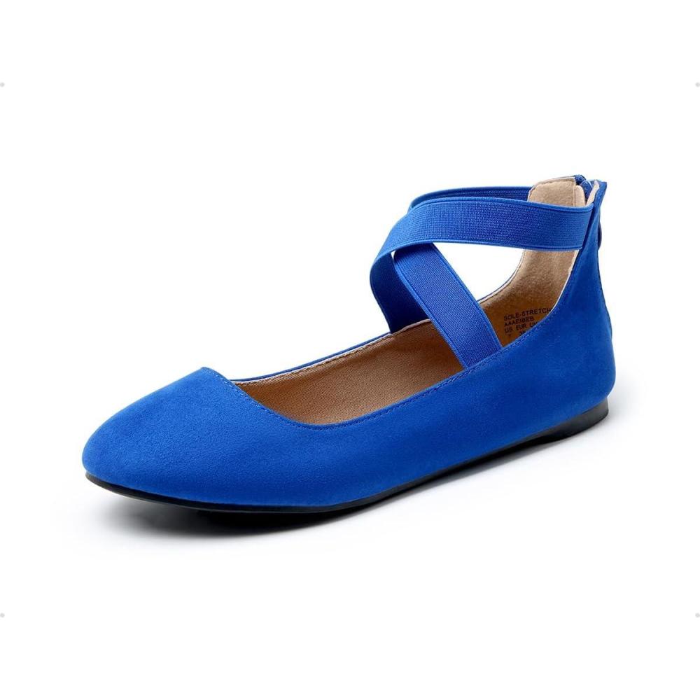 imageDREAM PAIRS Womens Comfortable Fashion Elastic Ankle Straps Flats ShoesRoyalBlue
