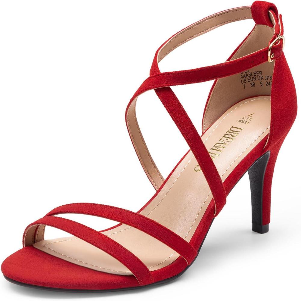 imageDREAM PAIRS Womens Fashion Stilettos Open Toe Pump Heel SandalsRedsuede