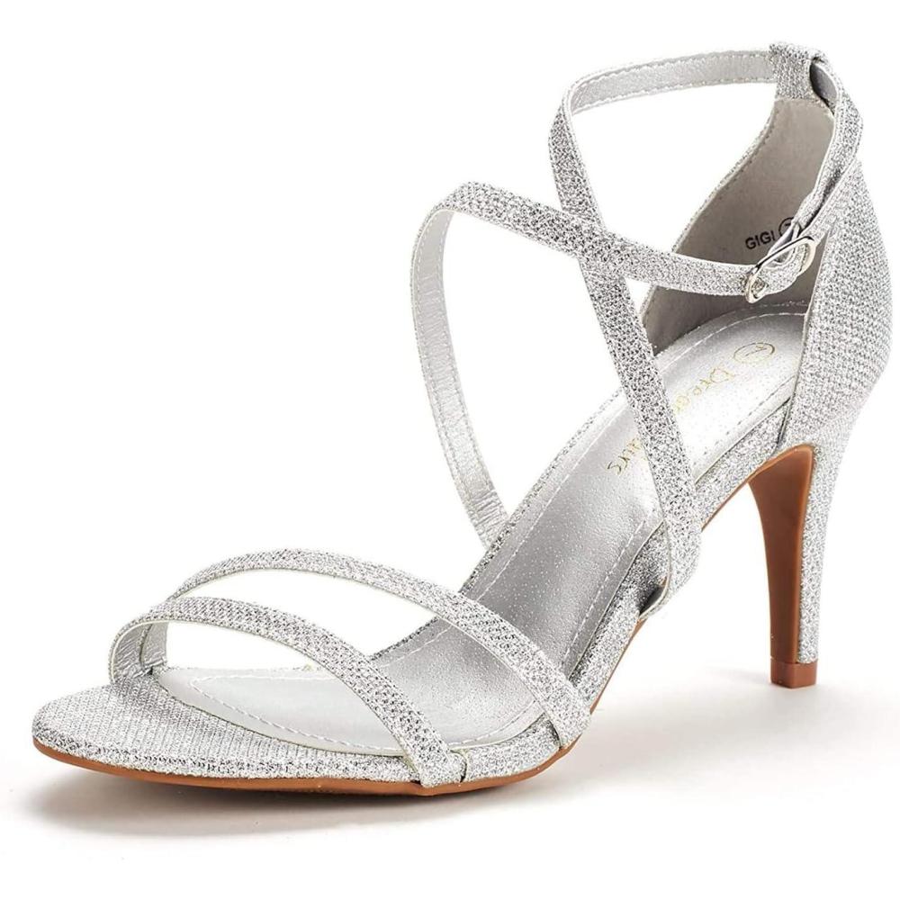 imageDREAM PAIRS Womens Fashion Stilettos Open Toe Pump Heel SandalsSilverGlitter