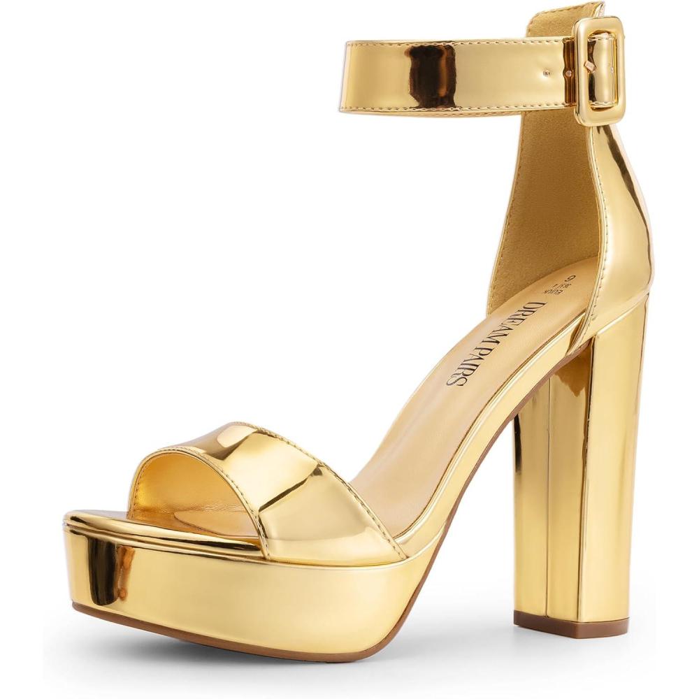 imageDREAM PAIRS Womens Hilo Heeled SandalGoldpat