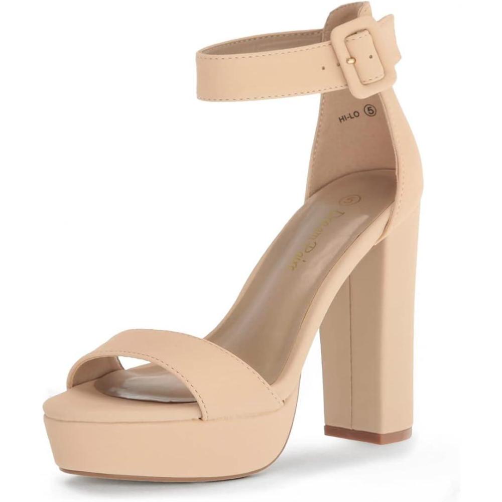 imageDREAM PAIRS Womens Hilo Heeled SandalNude Nubuck