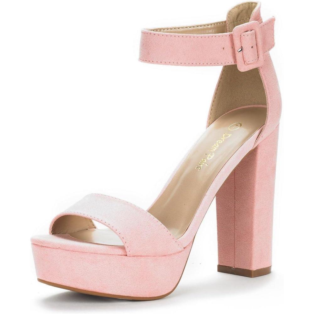 imageDREAM PAIRS Womens Hilo Heeled SandalPinkSuede