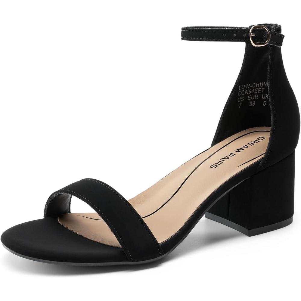 imageDREAM PAIRS Womens LowChunk Low Heel Pump SandalBlackNubuck