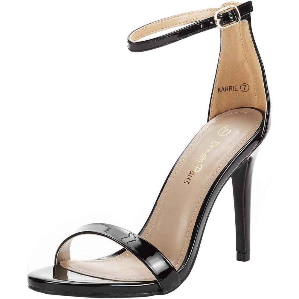 imageDREAM PAIRS Womens Open Toe High Heels Stiletto Heeled Sandals Sexy Dressy ShoesBlackPat