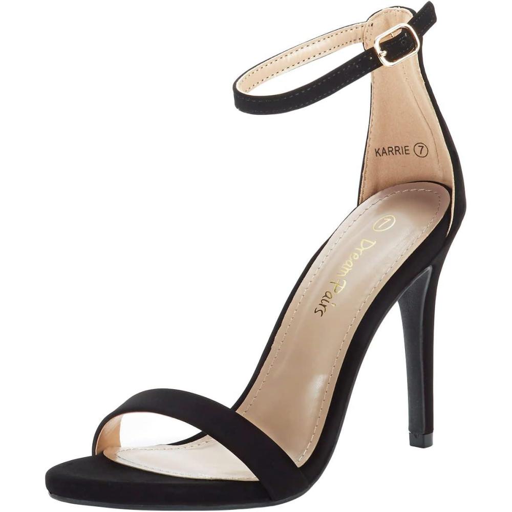 imageDREAM PAIRS Womens Open Toe High Heels Stiletto Heeled Sandals Sexy Dressy ShoesBlackSuede