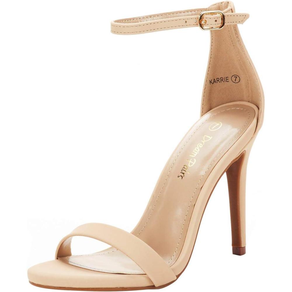 imageDREAM PAIRS Womens Open Toe High Heels Stiletto Heeled Sandals Sexy Dressy ShoesNudeNubuck