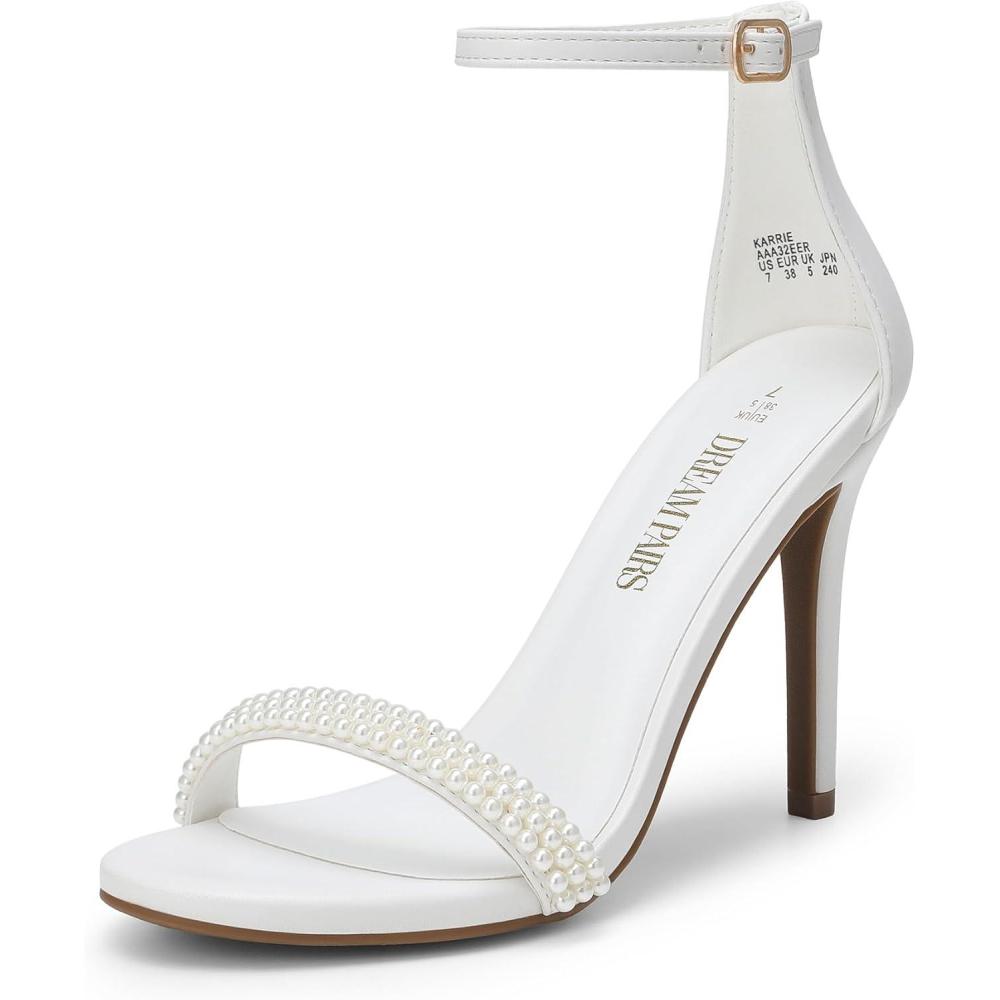 imageDREAM PAIRS Womens Open Toe High Heels Stiletto Heeled Sandals Sexy Dressy ShoesWhitepearl