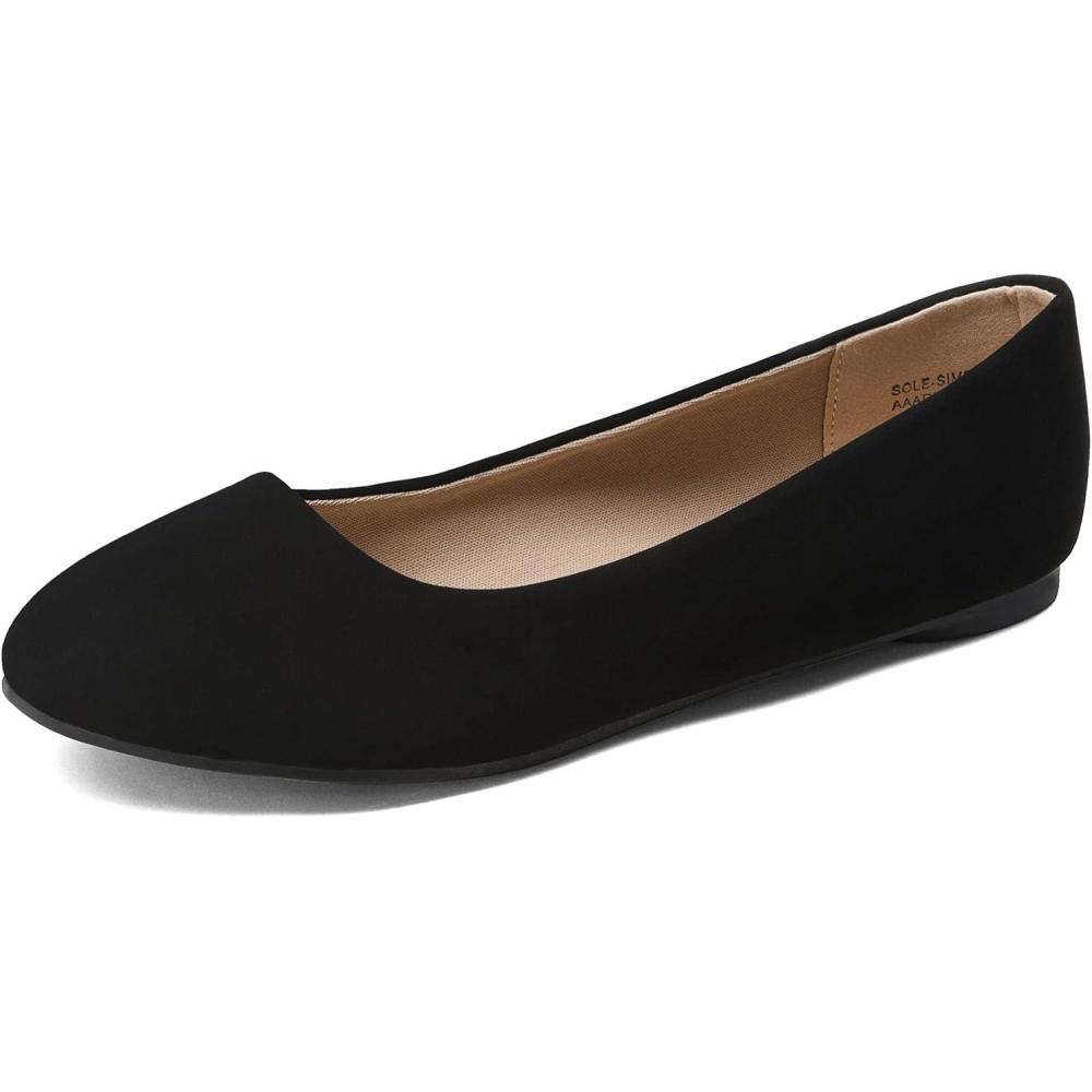 imageDREAM PAIRS Womens SoleSimple Ballerina Walking Flats ShoesBlackNubuck