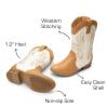 DREAM PAIRS Cowgirl Boots for Girls Boys Cowboy Boots Kids Western Embroidered Mid Calf Riding Shoes with Walking Heel Toddler/Little Kid/Big Kid(Beige/Camel)