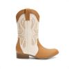 DREAM PAIRS Cowgirl Boots for Girls Boys Cowboy Boots Kids Western Embroidered Mid Calf Riding Shoes with Walking Heel Toddler/Little Kid/Big Kid(Beige/Camel)