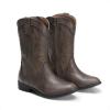 DREAM PAIRS Cowgirl Boots for Girls Boys Cowboy Boots Kids Western Embroidered Mid Calf Riding Shoes with Walking Heel Toddler/Little Kid/Big Kid(Brown)
