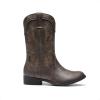 DREAM PAIRS Cowgirl Boots for Girls Boys Cowboy Boots Kids Western Embroidered Mid Calf Riding Shoes with Walking Heel Toddler/Little Kid/Big Kid(Brown)