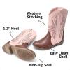 DREAM PAIRS Cowgirl Boots for Girls Boys Cowboy Boots Kids Western Embroidered Mid Calf Riding Shoes with Walking Heel Toddler/Little Kid/Big Kid(Pink/Brown)