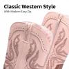 DREAM PAIRS Cowgirl Boots for Girls Boys Cowboy Boots Kids Western Embroidered Mid Calf Riding Shoes with Walking Heel Toddler/Little Kid/Big Kid(Pink/Brown)