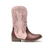 DREAM PAIRS Cowgirl Boots for Girls Boys Cowboy Boots Kids Western Embroidered Mid Calf Riding Shoes with Walking Heel Toddler/Little Kid/Big Kid(Pink/Brown)