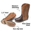 DREAM PAIRS Cowgirl Boots for Girls Boys Cowboy Boots Kids Western Embroidered Mid Calf Riding Shoes with Walking Heel Toddler/Little Kid/Big Kid(Tan/Brown)
