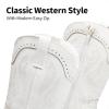 DREAM PAIRS Cowgirl Boots for Girls Boys Cowboy Boots Kids Western Embroidered Mid Calf Riding Shoes with Walking Heel Toddler/Little Kid/Big Kid(White)