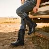 DREAM PAIRS Cowgirl Cowboy Western Boots Girls Mid Calf Riding Shoes Little Kid/Big Kid(Black)