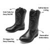 DREAM PAIRS Cowgirl Cowboy Western Boots Girls Mid Calf Riding Shoes Little Kid/Big Kid(Black)