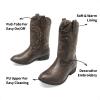 DREAM PAIRS Cowgirl Cowboy Western Boots Girls Mid Calf Riding Shoes Little Kid/Big Kid(Brown)