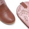 DREAM PAIRS Cowgirl Cowboy Western Boots Girls Mid Calf Riding Shoes Little Kid/Big Kid(Pink/Brown)