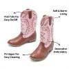 DREAM PAIRS Cowgirl Cowboy Western Boots Girls Mid Calf Riding Shoes Little Kid/Big Kid(Pink/Brown)