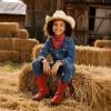 DREAM PAIRS Cowgirl Cowboy Western Boots Girls Mid Calf Riding Shoes Little Kid/Big Kid(Red)