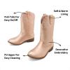 DREAM PAIRS Cowgirl Cowboy Western Boots Girls Mid Calf Riding Shoes Little Kid/Big Kid(Rose Gold)