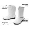 DREAM PAIRS Cowgirl Cowboy Western Boots Girls Mid Calf Riding Shoes Little Kid/Big Kid(White)